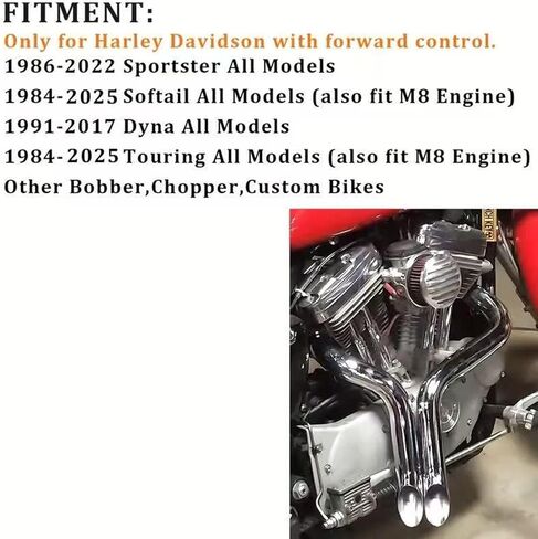 عادم LAF مقاس 2 بوصة لدراجة Harley Sportster 883 Softail Dyna 1984-2023 بلمسة نهائية مطلية بالكروم، مقاوم للصدأ in Saudi Arabia