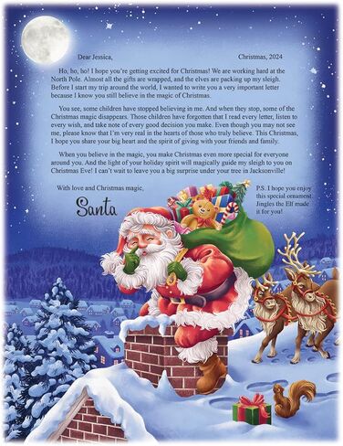 Personalized I Believe Letter from Santa Claus with Holiday Ornament, Letter to Child with Magic of Believing Message in Saudi Arabia