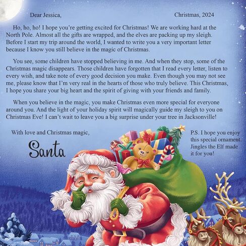 Personalized I Believe Letter from Santa Claus with Holiday Ornament, Letter to Child with Magic of Believing Message in Saudi Arabia