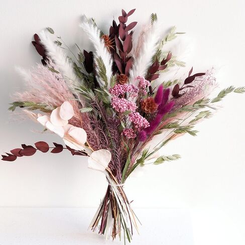 MUYEJI Natural Dried Flower Bouquet Mix Bouquet | Protea Repens, Hydrangea, Eucalyptus, Palm, Millet, Limonium, Pampas Grass, Floral Arrangements for Home Wedding Decor in Kuwait