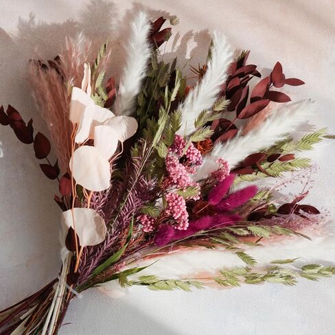 MUYEJI Natural Dried Flower Bouquet Mix Bouquet | Protea Repens, Hydrangea, Eucalyptus, Palm, Millet, Limonium, Pampas Grass, Floral Arrangements for Home Wedding Decor in Kuwait