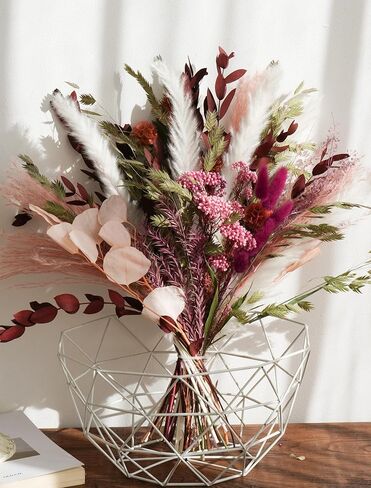 MUYEJI Natural Dried Flower Bouquet Mix Bouquet | Protea Repens, Hydrangea, Eucalyptus, Palm, Millet, Limonium, Pampas Grass, Floral Arrangements for Home Wedding Decor in Kuwait