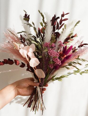MUYEJI Natural Dried Flower Bouquet Mix Bouquet | Protea Repens, Hydrangea, Eucalyptus, Palm, Millet, Limonium, Pampas Grass, Floral Arrangements for Home Wedding Decor in Kuwait