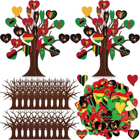 32 Sets Kwanzaa Tree Craft Kits Make Your Own DIY African Traditional Holiday Paper Trees Decorations Happy Kwanzaa 3D Paper Tree Crafts Kit Supplies for Party Table Decor Fun Activities Home in Saudi Arabia