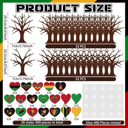 32 Sets Kwanzaa Tree Craft Kits Make Your Own DIY African Traditional Holiday Paper Trees Decorations Happy Kwanzaa 3D Paper Tree Crafts Kit Supplies for Party Table Decor Fun Activities Home in Saudi Arabia