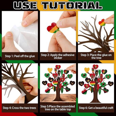 32 Sets Kwanzaa Tree Craft Kits Make Your Own DIY African Traditional Holiday Paper Trees Decorations Happy Kwanzaa 3D Paper Tree Crafts Kit Supplies for Party Table Decor Fun Activities Home in Saudi Arabia