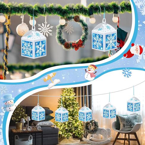 Yaomiao 12 Sets Snowman Crafts Winter Tissue Paper Crafts Kits Make Your Own Winter Lanterns Hanging Ornaments for Holiday Xmas Tree Christmas Decoration in Kuwait
