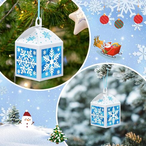 Yaomiao 12 Sets Snowman Crafts Winter Tissue Paper Crafts Kits Make Your Own Winter Lanterns Hanging Ornaments for Holiday Xmas Tree Christmas Decoration in Kuwait