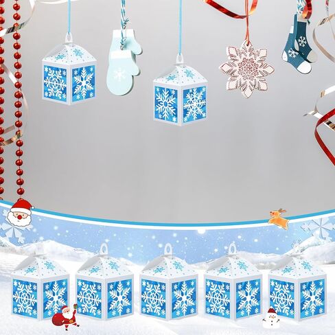 Yaomiao 12 Sets Snowman Crafts Winter Tissue Paper Crafts Kits Make Your Own Winter Lanterns Hanging Ornaments for Holiday Xmas Tree Christmas Decoration in Kuwait