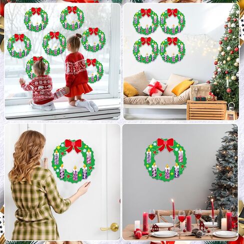 24 مجموعة عيد الميلاد مجيء إكليل الحرف ميلاد المسيح DIY ديكور معلق للأطفال السلام ورقة إكليل الحرف زخرفة مع شمعة ملصق الفرح الأمل عيد الميلاد لوازم الحفلات لأنشطة الفصول الدراسية المدرسة in Saudi Arabia