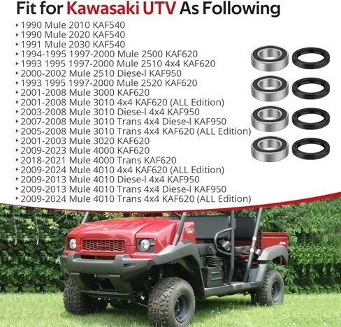 JAVIK 2 Set Front Wheel Bearings & Seals Kit for Kawasaki Mule 3010 2010 4010 2030 3000 2500 2510 4000 3020 2020 1990-2024 O.E.M# 92045-3707 92045-0105 92049-1025 92049-1513 in Saudi Arabia