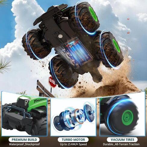 ألعاب شاحنة الوحش للتحكم عن بعد: لعبة جرار برمائية RC 1:14، سيارات RC 2.4 جيجا هرتز 4WD، بيك اب لجميع التضاريس على الطرق الوعرة، هدايا عيد الميلاد للأطفال هدية للأولاد والبنات للأعمار من 6 سنوات فما فوق in Saudi Arabia