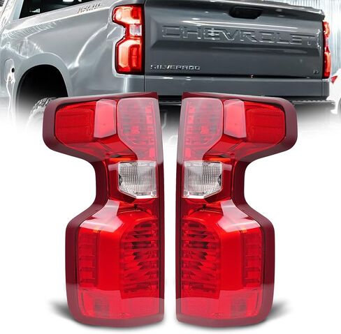 Halogen Tail Light Assembly Pair for 2019-2023 Chevy Silverado 1500 2500HD 3500HD - Driver & Passenger Side Taillights with Bulb Harness, Rear Brake Lamp in Saudi Arabia