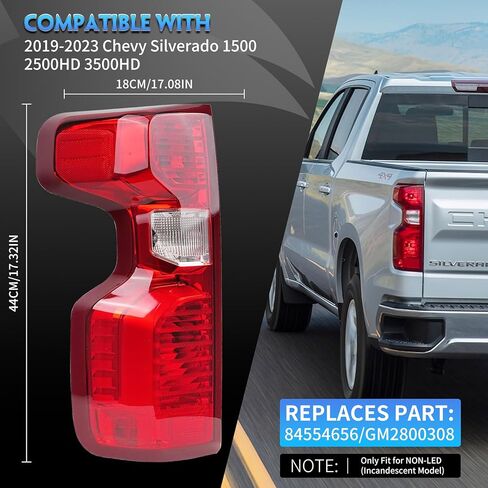 Halogen Tail Light Assembly Pair for 2019-2023 Chevy Silverado 1500 2500HD 3500HD - Driver & Passenger Side Taillights with Bulb Harness, Rear Brake Lamp in Saudi Arabia