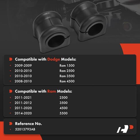 A-Premium 2 × طقم جلبة قضيب التأرجح الأمامي أو الخلفي، متوافق مع Ram 2500 2011-2021، 3500 2011-2012، 4500 2011-2020، 5500 2014-2020 ودودج رام 1500 2009، 2500/3500 2010، 4500 2008-2010 in Saudi Arabia