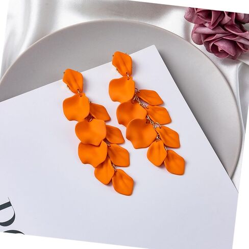 Statement Flower Earrings Summer Boho Long Rose Petal Earrings Hypoallergenic Floral Dangle Drop Tassel Earrings for Women Girls in Saudi Arabia