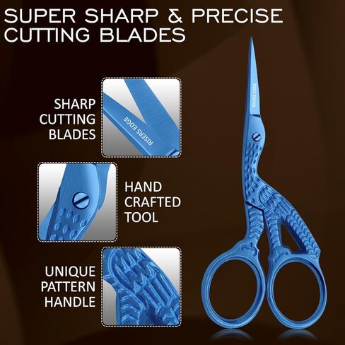 Stork Embroidery Scissors Premium Stainless Steel Sewing Art & Craft Grooming Scissor for Extra Sharp Small Scissors. in Saudi Arabia
