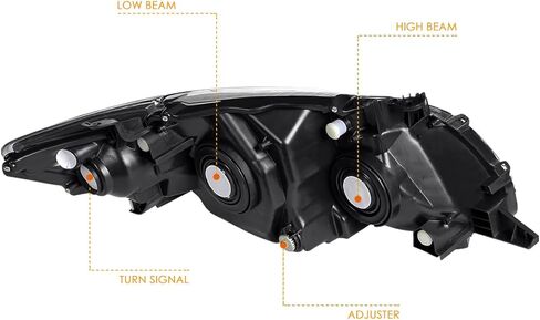 مجموعة المصابيح الأمامية PM PERFORMOTOR متوافقة مع تويوتا كورولا 2009 2010، قطعتان من المصابيح الأمامية مع زاوية كهرمانية سوداء اللون in Kuwait