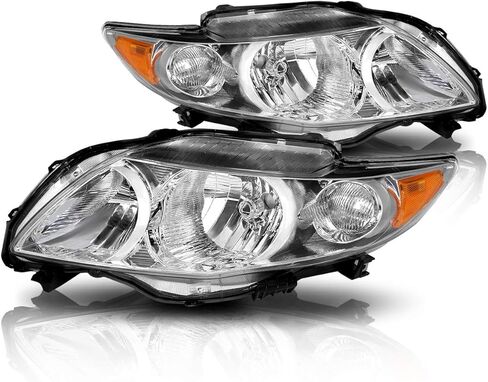 PM PERFORMOTOR Headlights Assembly Compatible with 2009 2010 Toyota Corolla, 2Pcs Headlamps with Black Housing Amber Corner in Saudi Arabia