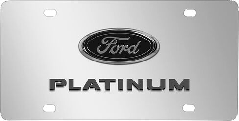 صورة iPick لشعار Ford Platinum 3D باللون الرمادي الداكن على لوحة ترخيص من الفولاذ المقاوم للصدأ من الكروم المرآة - مرخصة رسميًا in Saudi Arabia