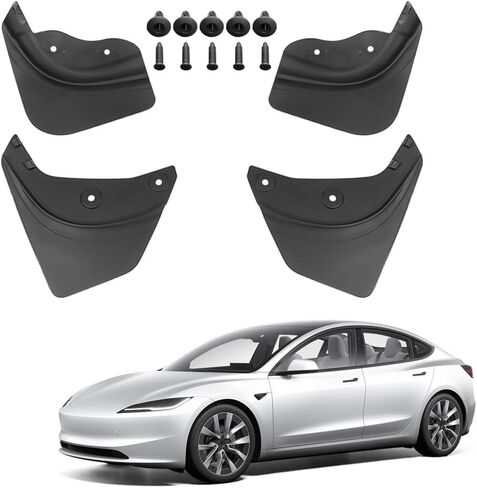 اللوحات الطينية لطراز Tesla Y 2020-2024، واقيات رذاذ ملائمة حسب الطلب، لا تتطلب الحفر، حماية من جميع الأحوال الجوية، ملحقات الرفارف الأمامية والخلفية in Kuwait