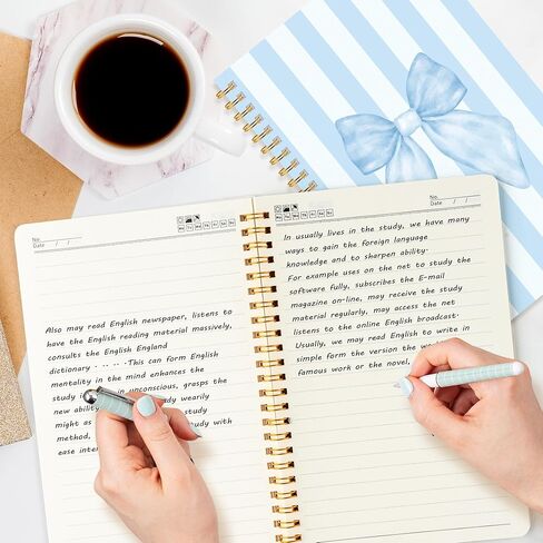 CNhoqc Blue Bow Spiral Notebooks - 8Pcs A5 Size Blue Watercolor Coquette Bow Cherry Notebooks, Hardcover Spiral Binding College Ruled Lined Pages for Gift Journal School Students Work Office Supplies in Saudi Arabia
