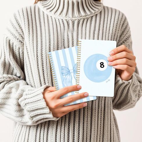 CNhoqc Blue Bow Spiral Notebooks - 8Pcs A5 Size Blue Watercolor Coquette Bow Cherry Notebooks, Hardcover Spiral Binding College Ruled Lined Pages for Gift Journal School Students Work Office Supplies in Saudi Arabia