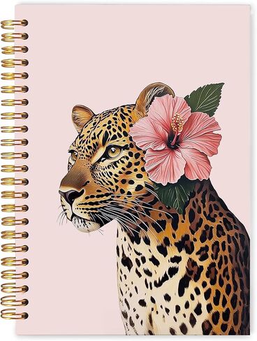 Coquette Pink Bow Leopard Lips Spiral Notebook Journal 5.5x8.3, Trendy Preppy Cheetah Print Journal, Leopard Gifts for Women, Cheetah Office Supplies in Saudi Arabia