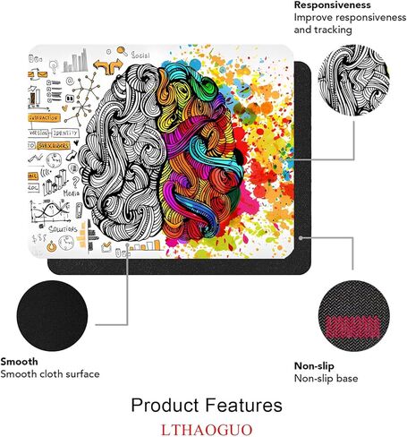 Mouse Pad, White & Gold Mandala Pattern Rectangular Mouse Mat, Non-Slip Rubber Mousepad Suitable for Girls and Ladies Computer Laptop Office, The Best Gift, 9.5 X 7.9 Inch, White & Gold Print in Kuwait