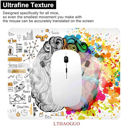 Mouse Pad, White & Gold Mandala Pattern Rectangular Mouse Mat, Non-Slip Rubber Mousepad Suitable for Girls and Ladies Computer Laptop Office, The Best Gift, 9.5 X 7.9 Inch, White & Gold Print in Kuwait