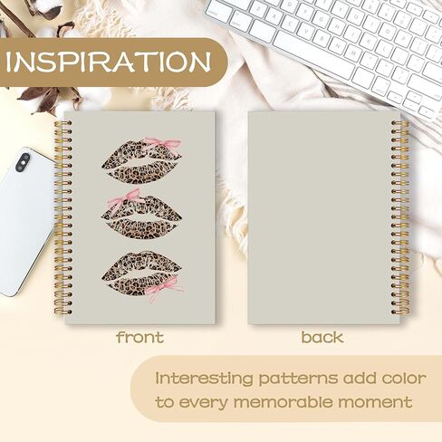 Coquette Pink Bow Leopard Lips Spiral Notebook Journal 5.5x8.3, Trendy Preppy Cheetah Print Journal, Leopard Gifts for Women, Cheetah Office Supplies in Saudi Arabia