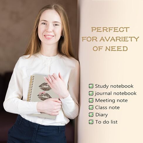 Coquette Pink Bow Leopard Lips Spiral Notebook Journal 5.5x8.3, Trendy Preppy Cheetah Print Journal, Leopard Gifts for Women, Cheetah Office Supplies in Saudi Arabia