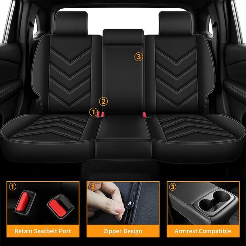 أغطية مقاعد AOMSAZTO مناسبة تمامًا لسيارة Jeep Cherokee 2014-2023 2026 أغطية مقاعد السيارة مجموعة كاملة من أغطية مقاعد السيارات الجلدية المقاومة للماء (5 مقاعد، أسود) in Kuwait