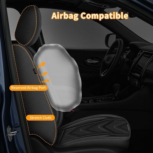 أغطية مقاعد AOMSAZTO مناسبة تمامًا لسيارة Jeep Cherokee 2014-2023 2026 أغطية مقاعد السيارة مجموعة كاملة من أغطية مقاعد السيارات الجلدية المقاومة للماء (5 مقاعد، أسود) in Kuwait