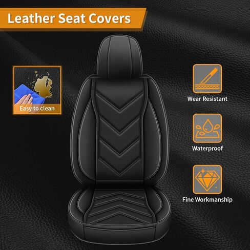 أغطية مقاعد AOMSAZTO مناسبة تمامًا لسيارة Jeep Cherokee 2014-2023 2026 أغطية مقاعد السيارة مجموعة كاملة من أغطية مقاعد السيارات الجلدية المقاومة للماء (5 مقاعد، أسود) in Kuwait