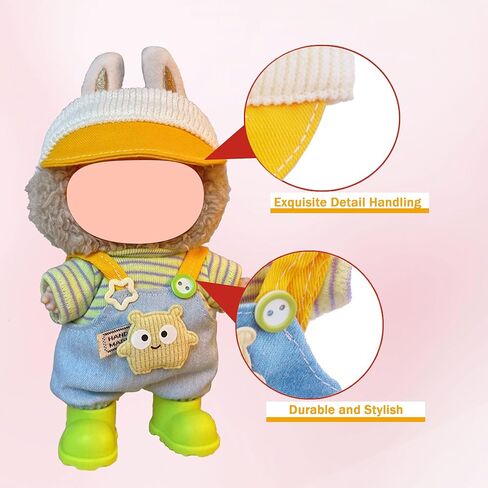 Doll Clothes Compatable with Labubu 17cm Doll,Fashion Clothes Set for Doll Outfits,5 PCS Hat Shoes Clothing Set,Boys and Girls Stylish Adorable Clothes Accessories in Saudi Arabia