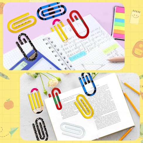 24 قطعة من مشابك ورق الأكريليك الكبيرة، هدية تقدير للمعلم، كبيرة 6 تصميمات لعلامات الكتاب، مقاطع ترقيم الصفحات، علامة 4 بوصة، مشبك ورق، مجموعة هدية للحرف اليدوية، المنزل، المكتب، مستلزمات المعلم in Saudi Arabia