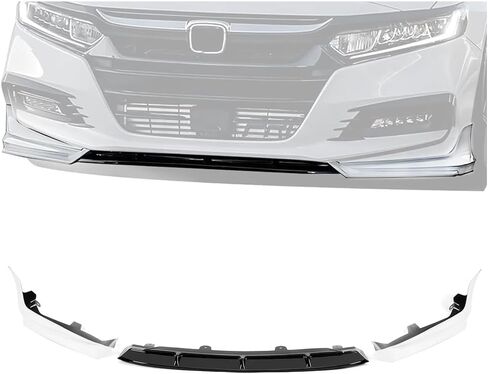 HECASA 3Pcs Front Bumper Lip Splitter Compatible with 2018-2020 Honda Accord 4Dr Model Sedan Under Chin Spoiler Bumper Valance Diffuser Air Dams Body Kit Black & White Plastic in Saudi Arabia