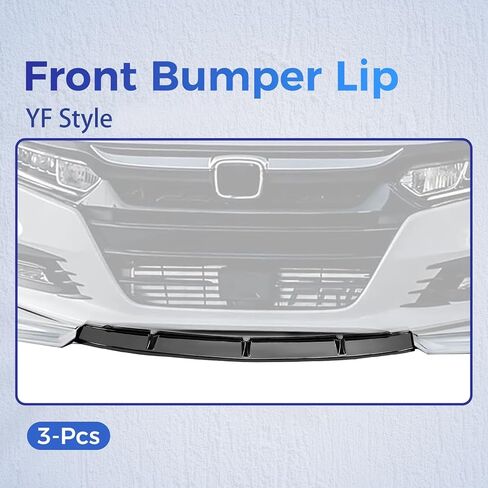 HECASA 3Pcs Front Bumper Lip Splitter Compatible with 2018-2020 Honda Accord 4Dr Model Sedan Under Chin Spoiler Bumper Valance Diffuser Air Dams Body Kit Black & White Plastic in Saudi Arabia