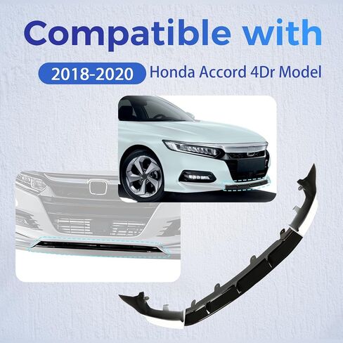 HECASA 3Pcs Front Bumper Lip Splitter Compatible with 2018-2020 Honda Accord 4Dr Model Sedan Under Chin Spoiler Bumper Valance Diffuser Air Dams Body Kit Black & White Plastic in Saudi Arabia