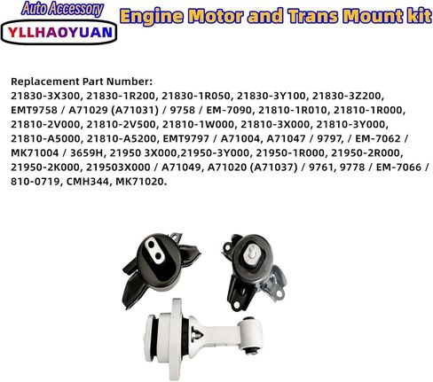 Engine Motor and Trans Mount 4pcs Compatible with 2009-2013 Corolla 1.8L/2009-2013 Matrix 1.8L/2009-2010 Pontiac Vibe 1.8L Replacement for A62023 A62015 A62039 A62027 in Kuwait