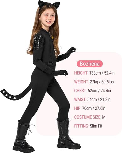 Spooktacular Creations Black Cat Costume for Girls, Kids Cat Outfit Set with Tail, Child Halloween Costume for Cosplay Party in Saudi Arabia