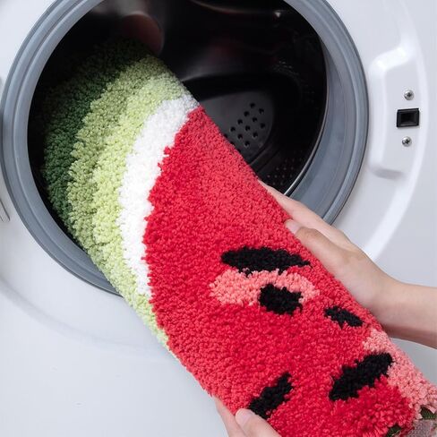 Baby Playtime Cozy Watermelon Cute Fruits Half Round Shaped Bedroom Bathroom Doorway Kitchen Floor Rug Carpet Water Absorption Non-Slip mat for Kid's Room (40x60CM) in Kuwait