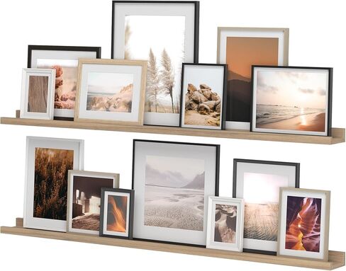 Wallniture Denver 48" Long Floating Shelves for Wall, Narrow Picture Ledge Shelf Set of 2, Floating Shelf Unit, Wall Shelves Walnut Color in Kuwait