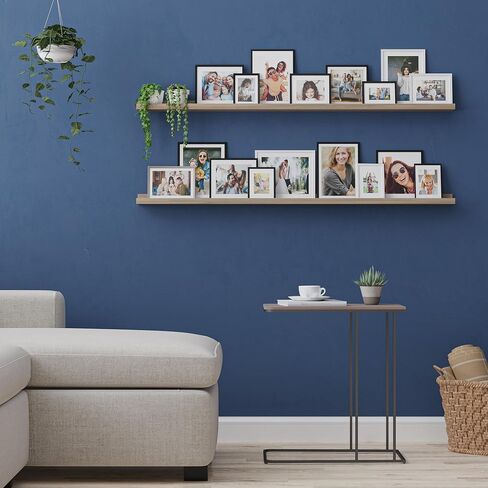 Wallniture Denver 48" Long Floating Shelves for Wall, Narrow Picture Ledge Shelf Set of 2, Floating Shelf Unit, Wall Shelves Walnut Color in Kuwait