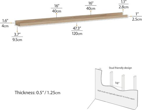 Wallniture Denver 48" Long Floating Shelves for Wall, Narrow Picture Ledge Shelf Set of 2, Floating Shelf Unit, Wall Shelves Walnut Color in Kuwait