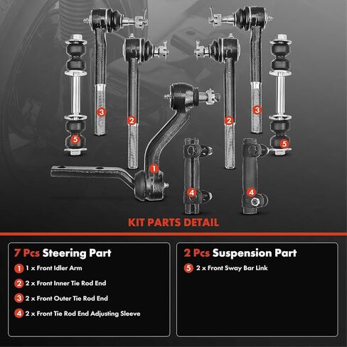 A-Premium Set of 9, Front Inner Outer Tie Rod End, Sway Bar Link, Compatible with 1988-1991 - Chevrolet & GMC - C1500 C2500 C3500 in Saudi Arabia