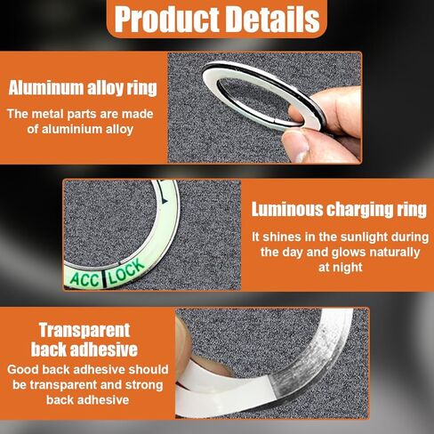 Luminous Car Engine Start Ring Sticker, Car Key Ignition & Knob Trim Ring Cover Glow in The Dark, Universal Vehicle Push to Start Button Decoration Accessories for Man Women (Blue) in Saudi Arabia