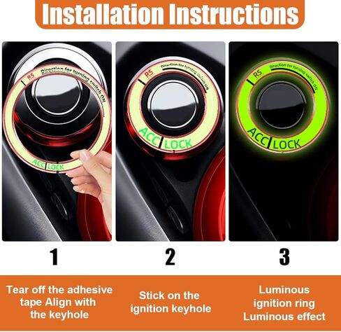 Luminous Car Engine Start Ring Sticker, Car Key Ignition & Knob Trim Ring Cover Glow in The Dark, Universal Vehicle Push to Start Button Decoration Accessories for Man Women (Blue) in Saudi Arabia