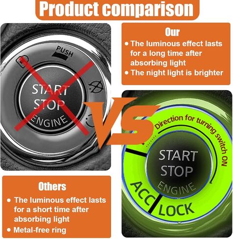 Luminous Car Engine Start Ring Sticker, Car Key Ignition & Knob Trim Ring Cover Glow in The Dark, Universal Vehicle Push to Start Button Decoration Accessories for Man Women (Blue) in Saudi Arabia